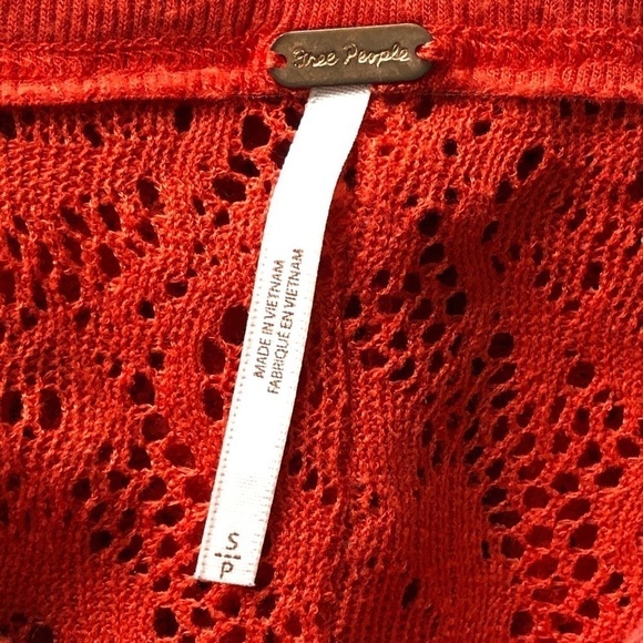Free People Lace Pullover Orange Top Small - Picture 6 of 16